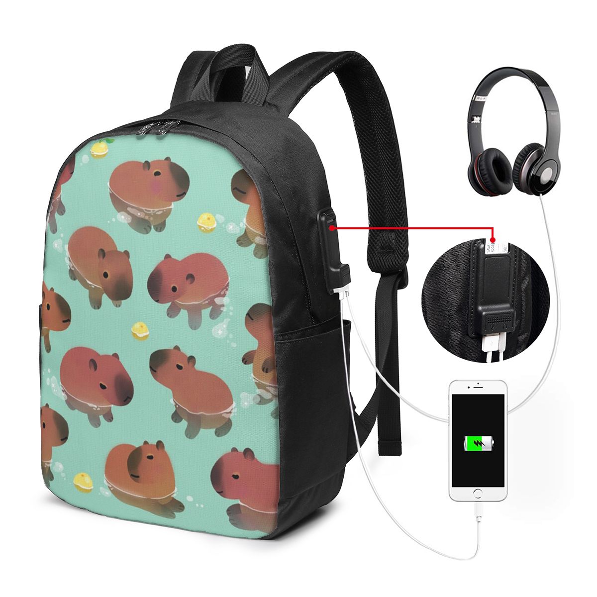 Women Bags For Women - Rucksack mit Capybara-Tiermuster, Reisetasche für Notebooks,
