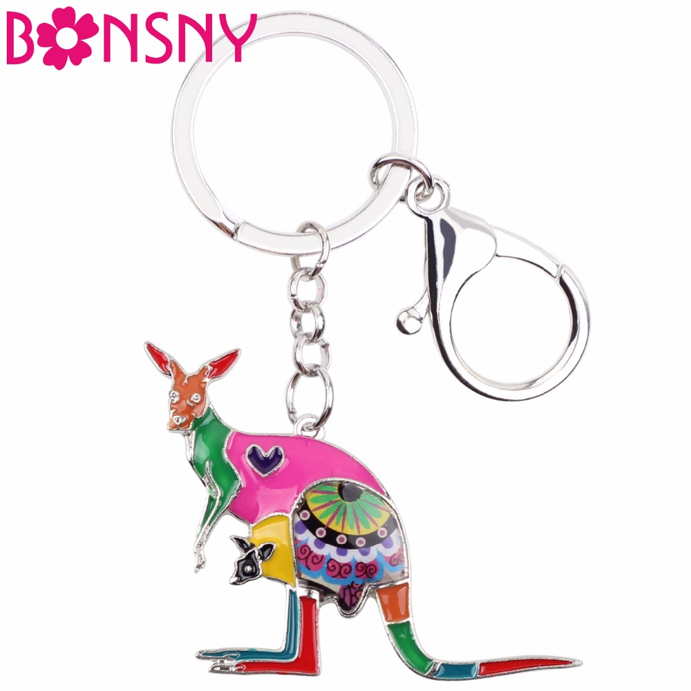 Women'S Kangaroo Bags - Bonsny Emaille Blumen Australien Kängurus Schlüsselanhänger
