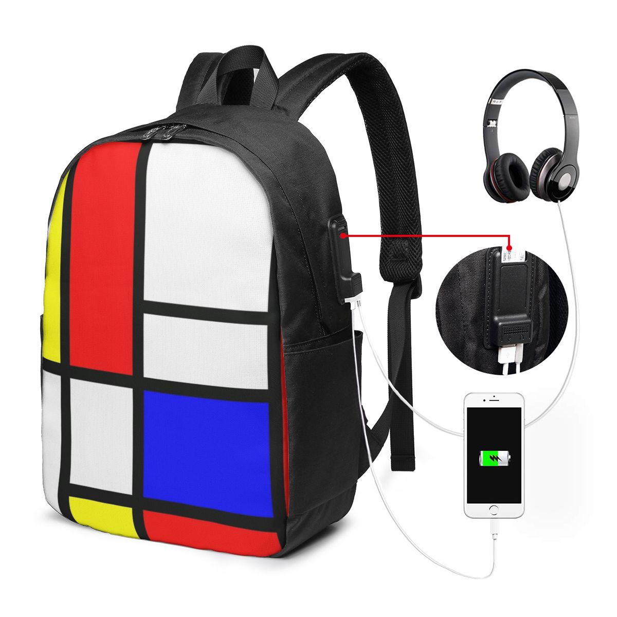 Women Bags For Women - Piet Mondrian Composition Rucksack, Reisetasche, Notebook-Tasche,