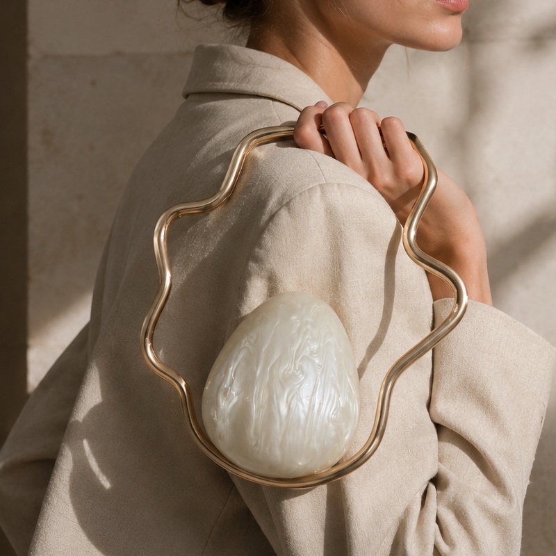 Women'S Evening Bags - Damen Mini-Acryl-Ei-Tasche, süße Perlen-Abendclutch mit goldenem