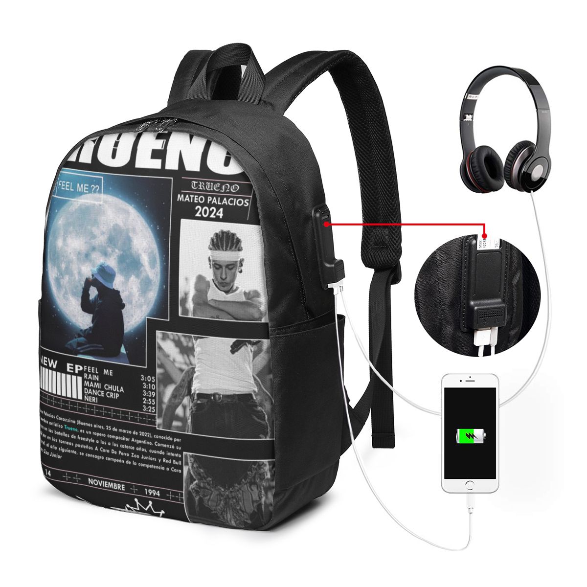 Women Bags For Women - Lustiger Trueno Hip-Hop-Rapper-Rucksack, Reisetasche für Notebooks,