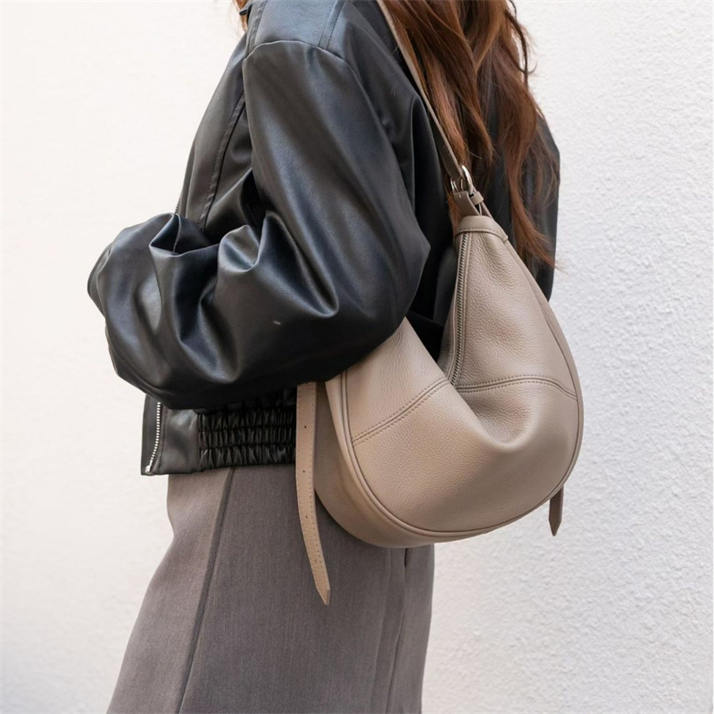 Women Bags For Work - BURMINSA Weiche Echtleder-Halbmond-Hobo-Tasche für Damen, lässige