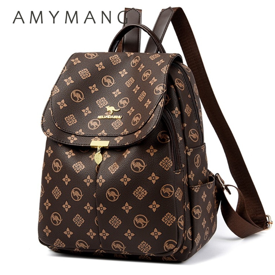 Women'S Kangaroo Bags - Klassische Rucksäcke mit Känguru-Aufdruck, Pu-Leder-Rucksack für
